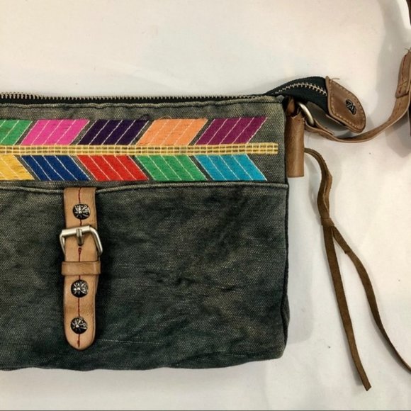 Lucky Brand Denim & Leather Boho Mini Shoulder Bag - Picture 9 of 11